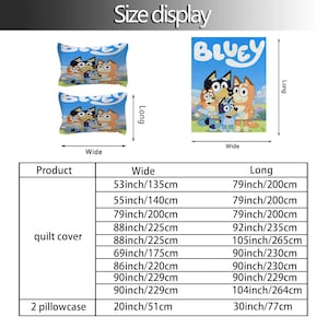 Custom Blu.ey Bingo Three-Piece Quilt cover Set Christmas Gift pillowcase Home Decor Child Gift for Soft Comfortable Bedding Bedroom. image 5