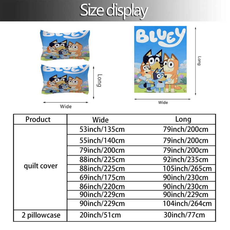 Custom Blu.ey Bingo Three-Piece Quilt cover Set Christmas Gift pillowcase Home Decor Child Gift for Soft Comfortable Bedding Bedroom. image 5