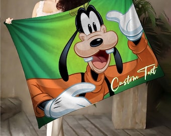 Retro Personalized A Goofy Movie Blankets Custom Name Tapestry Christmas Gift for Boys Girls and Adults winter blankets Handmade.