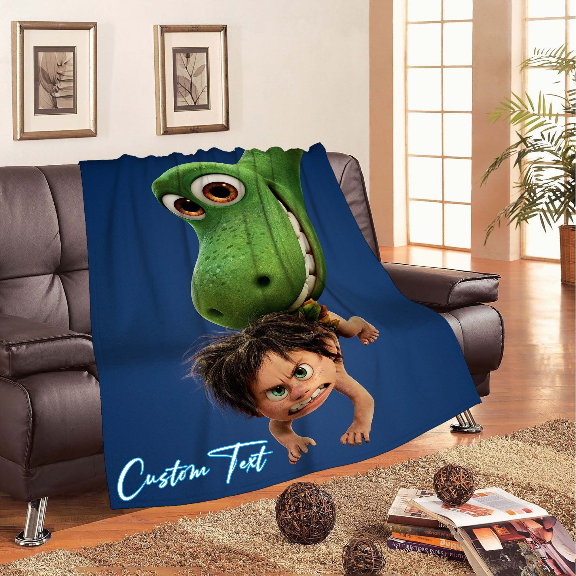 Personalized Christmas The Good Dinosaur Blankets Custom Name Tapestry Gift for Boys Girls and Adults winter blankets Handmade