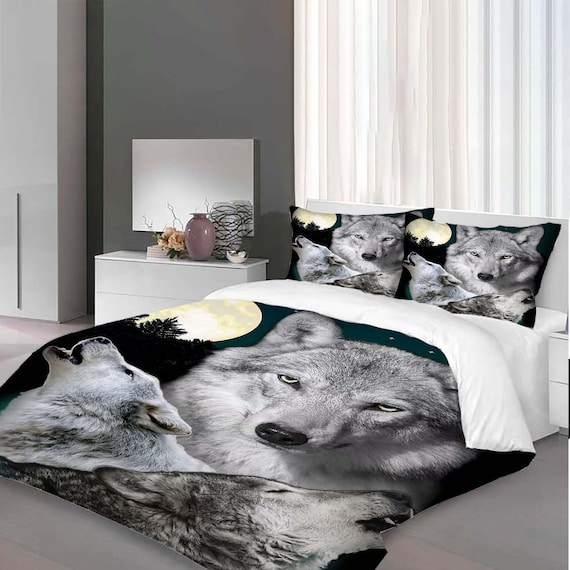 Weihnachten Wild Wolf Dreiteilige Bettbezug Set Weihnachtsgeschenk Kissenbezug Wohnkultur Kind Geschenk für Weiche Bequeme Bettwäsche Schlafzimmer