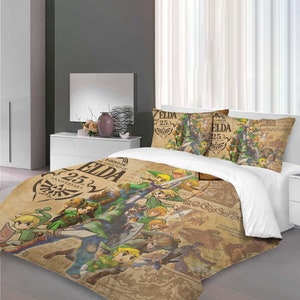 Kerstmis The Legend of Zelda driedelige dekbedovertrekset Kerstkussensloop Home Decor Kindercadeau voor zacht comfortabel beddengoed Slaapkamer. afbeelding 1