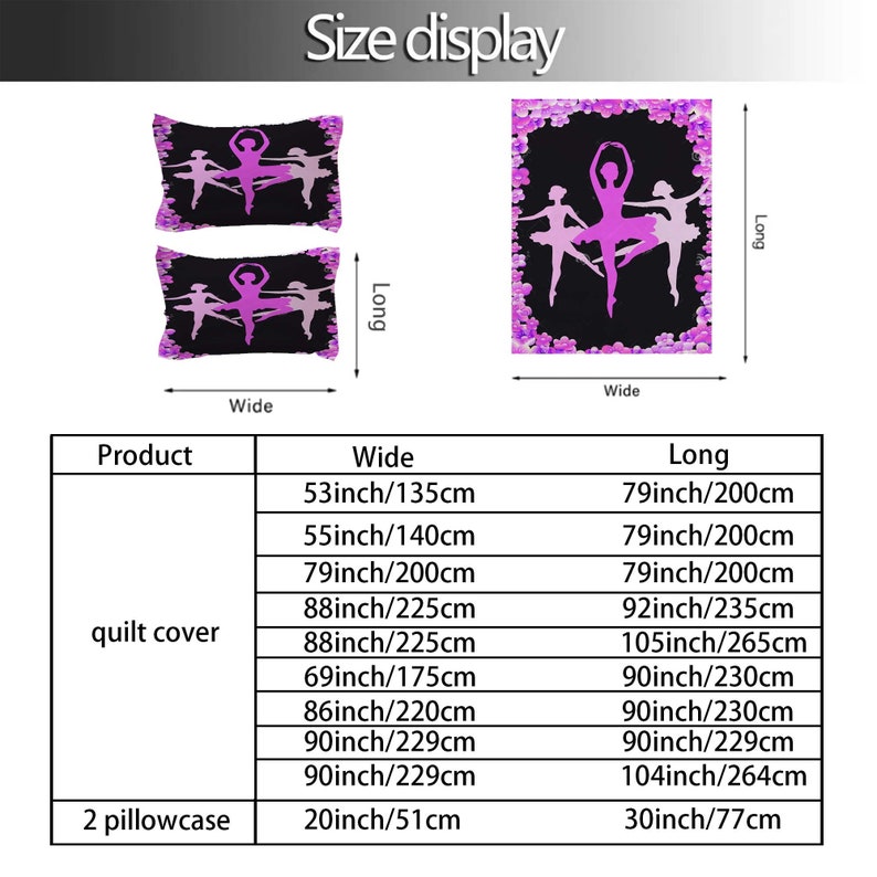 Ballet Dance Gymnast Silhouette Three-Piece Quilt cover Set Gift pillowcase Home Decor Child Gift for Soft Comfortable Bedding Bedroom. image 5