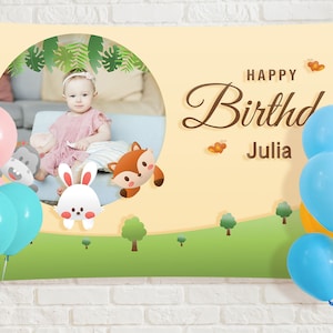 Picture Banner Birthday Custom,Birthday Banner Photo Children Baby Adults kids Party,Party Backdrop,Custom Backdrop