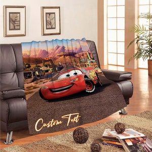 Personalized Christmas Disney Cars Blankets Custom Name Tapestry Gift for Boys Girls and Adults winter blankets Handmade.