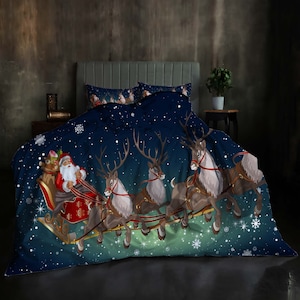 Kerstmis Kerstman driedelige dekbedovertrekset Kerstcadeau kussensloop Home Decor Kindercadeau voor zacht comfortabel beddengoed Slaapkamer.