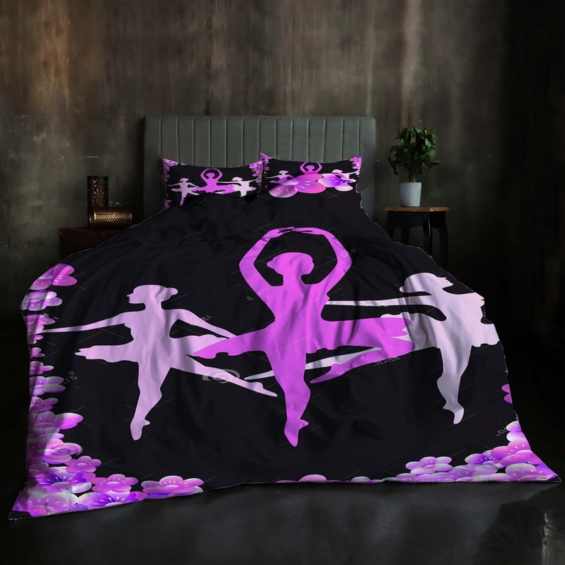 Ballet Dance Gymnast Silhouette Three-Piece Quilt cover Set Gift pillowcase Home Decor Child Gift for Soft Comfortable Bedding Bedroom. image 4