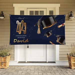Abschlussbanner, personalisiertes Abschlussgeschenk, Abschlusshintergrund der Klasse 2023, benutzerdefiniertes Abschlussbanner, Glückwunschbanner