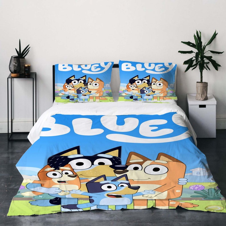 Custom Blu.ey Bingo Three-Piece Quilt cover Set Christmas Gift pillowcase Home Decor Child Gift for Soft Comfortable Bedding Bedroom. image 2