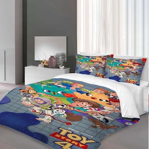 Christmas Toy Story Three-Piece Quilt cover Set Christmas Gift pillowcase Home Decor Child Gift for Soft Comfortable Bedding Bedroom.