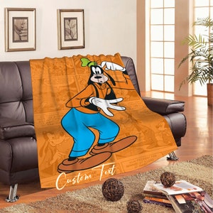 Retro Personalized A Goofy Movie Blankets Custom Name Tapestry Christmas Gift for Boys Girls and Adults winter blankets Handmade.