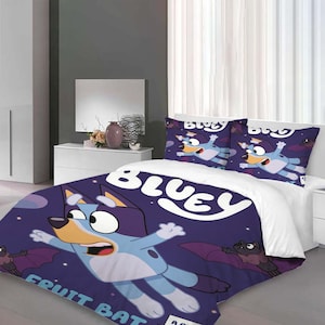 Custom Blu.ey Bingo Three-Piece Quilt cover Set Christmas Gift pillowcase Home Decor Child Gift for Soft Comfortable Bedding Bedroom.
