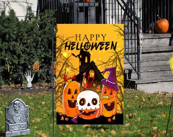 Fall Garden Flag Halloween Garden Flag Personalized flag Entry Flag Housewarming Gift Outdoor Welcome Sign Halloween Family Sign Porch