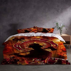 Christmas Firefighting Truck Three-Piece Quilt cover Set Gift pillowcase Home Decor Child Gift for Soft Comfortable Bedding Bedroom.