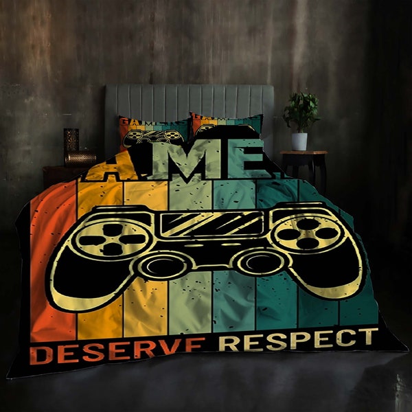 DIY Kerst Gamer Driedelige dekbedovertrekset Cadeaukussensloop Home Decor Kindcadeau voor zacht comfortabel beddengoed Slaapkamer.