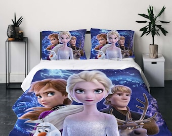クリスマス ディズニー アナと雪の女王 3 ピース キルトカバー セット ギフト 枕カバー ホーム デコレーション 子供用ギフト 柔らかく快適な寝具 寝室用。