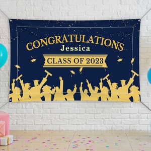 Abschlussbanner, personalisiertes Abschlussgeschenk, Abschlusshintergrund, benutzerdefinierte Abschlussbanner, Glückwunschbanner, Klasse von 2023