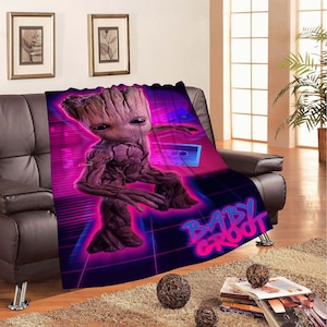 Personalized Christmas Groot Blankets Custom Name Tapestry Gift for Boys Girls and Adults winter blankets Handmade.