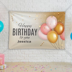 Banner de aniversário personalizado, cenário de aniversário, cenário de feliz aniversário, banner de materiais de festa, banner impresso