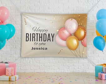 Personalized Birthday Banner,Birthday Backdrop,Happy Birthday Backdrop,Party Supplies Banner,Printed Banner