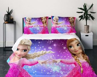 Kerst Disney Frozen driedelige dekbedovertrekset cadeaukussensloop woondecoratie kindercadeau voor zacht comfortabel beddengoed slaapkamer.