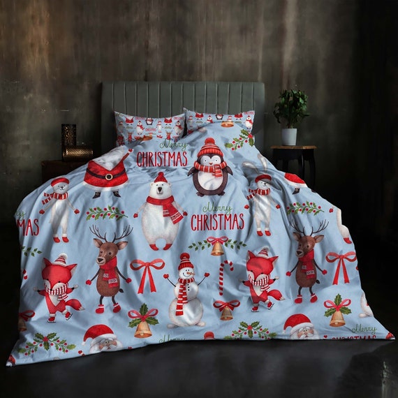 Benutzerdefinierte Weihnachten Schneemann Dreiteilige Bettbezug Set Weihnachtsgeschenk Kissenbezug Home Decor Kind Geschenk für Weiche Bequeme Bettwäsche Schlafzimmer