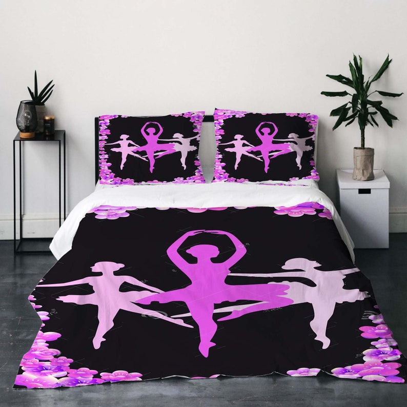 Ballet Dance Gymnast Silhouette Three-Piece Quilt cover Set Gift pillowcase Home Decor Child Gift for Soft Comfortable Bedding Bedroom. image 3