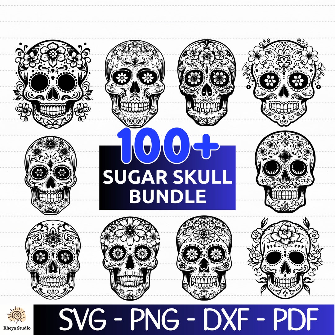 100+ Sugar Skull SVG Bundle - Instant Digital Download Including Dxf ...