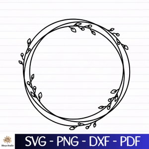 Leaves Frame svg, Floral Frame svg, Circle Frame svg - digital download svg, dxf, png, pdf