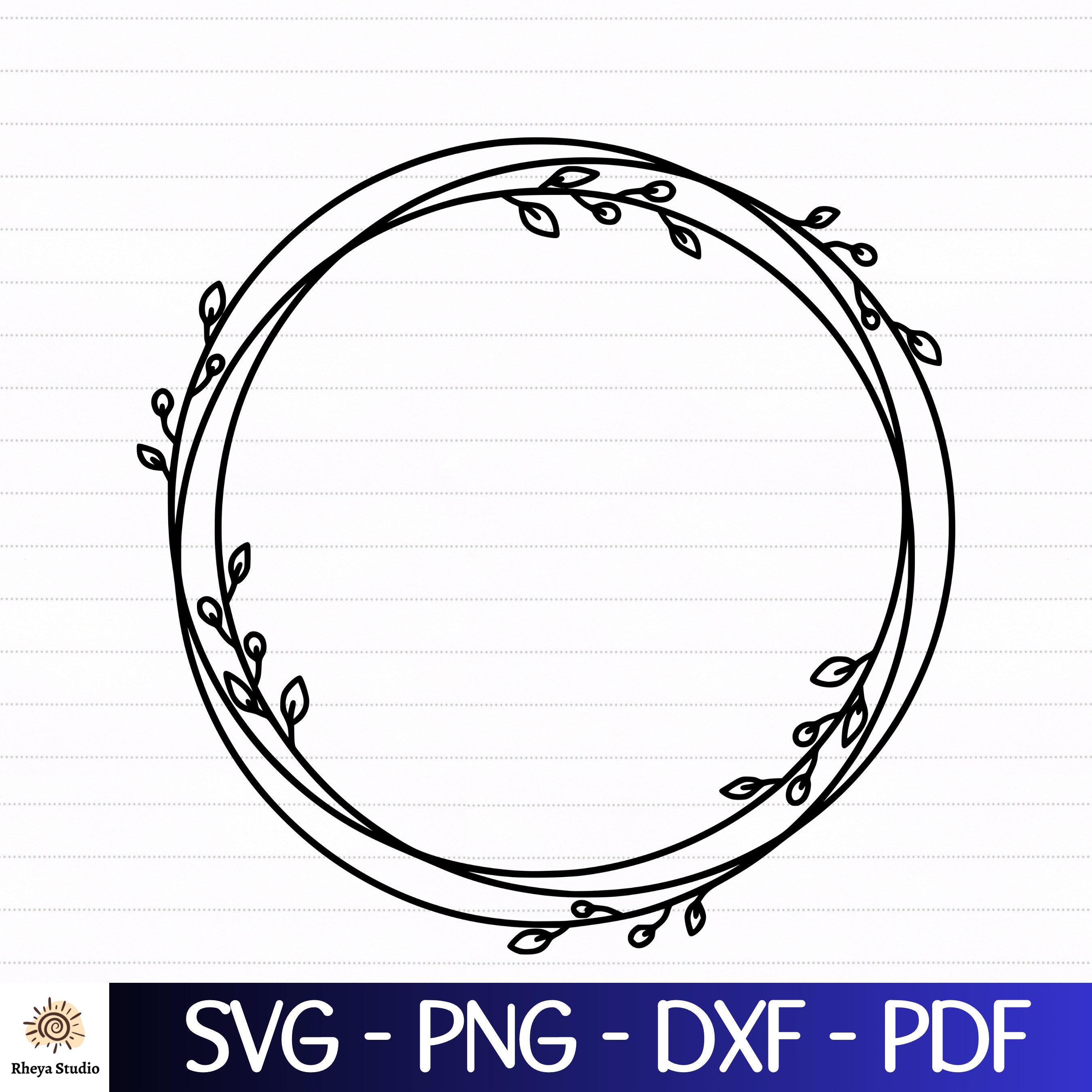 Round frame with leaves svg, Circle frame svg By ESHA