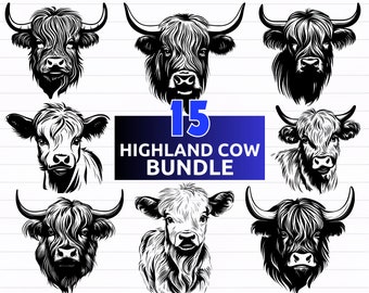 Highland Cow svg Bundle - digital download svg, dxf, png, pdf, svg files for cricut