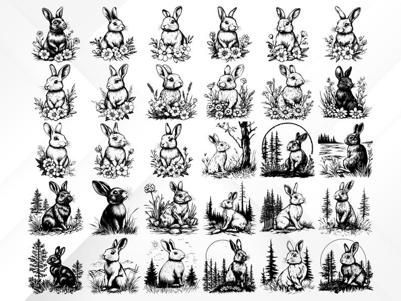Animal Rescue Rabbit Svg 210+ Rabbits SVG Bundle | Bunny Silhouettes, Cute Pet Clipart ...