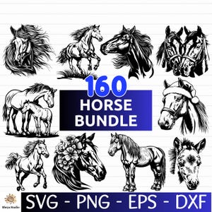 160+ Horse SVG Bundle, Horse Vector, Horse Silhouette, Horse Clipart - digital download svg, png, eps, dxf, svg files for cricut
