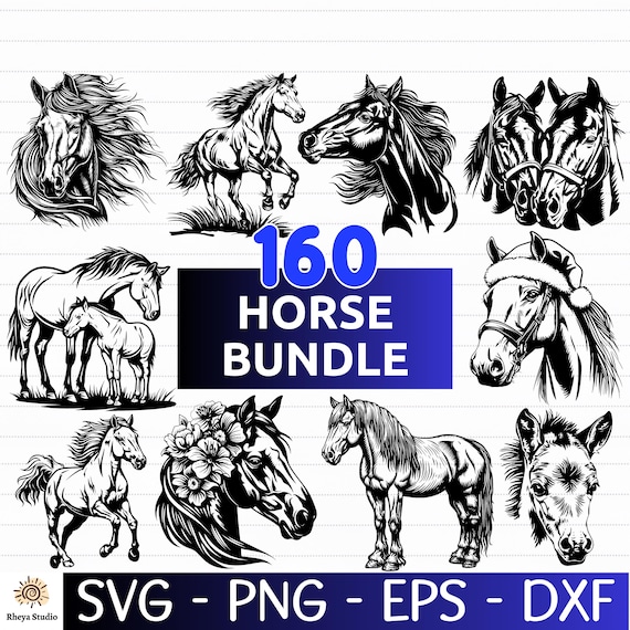 160+ Horse SVG Bundle, Horse Vector, Horse Silhouette, Horse Clipart - digital download svg, png, eps, dxf, svg files for cricut