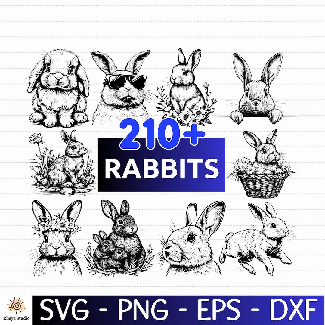 210+ Rabbits SVG Bundle | Bunny Silhouettes, Cute Pet Clipart ...