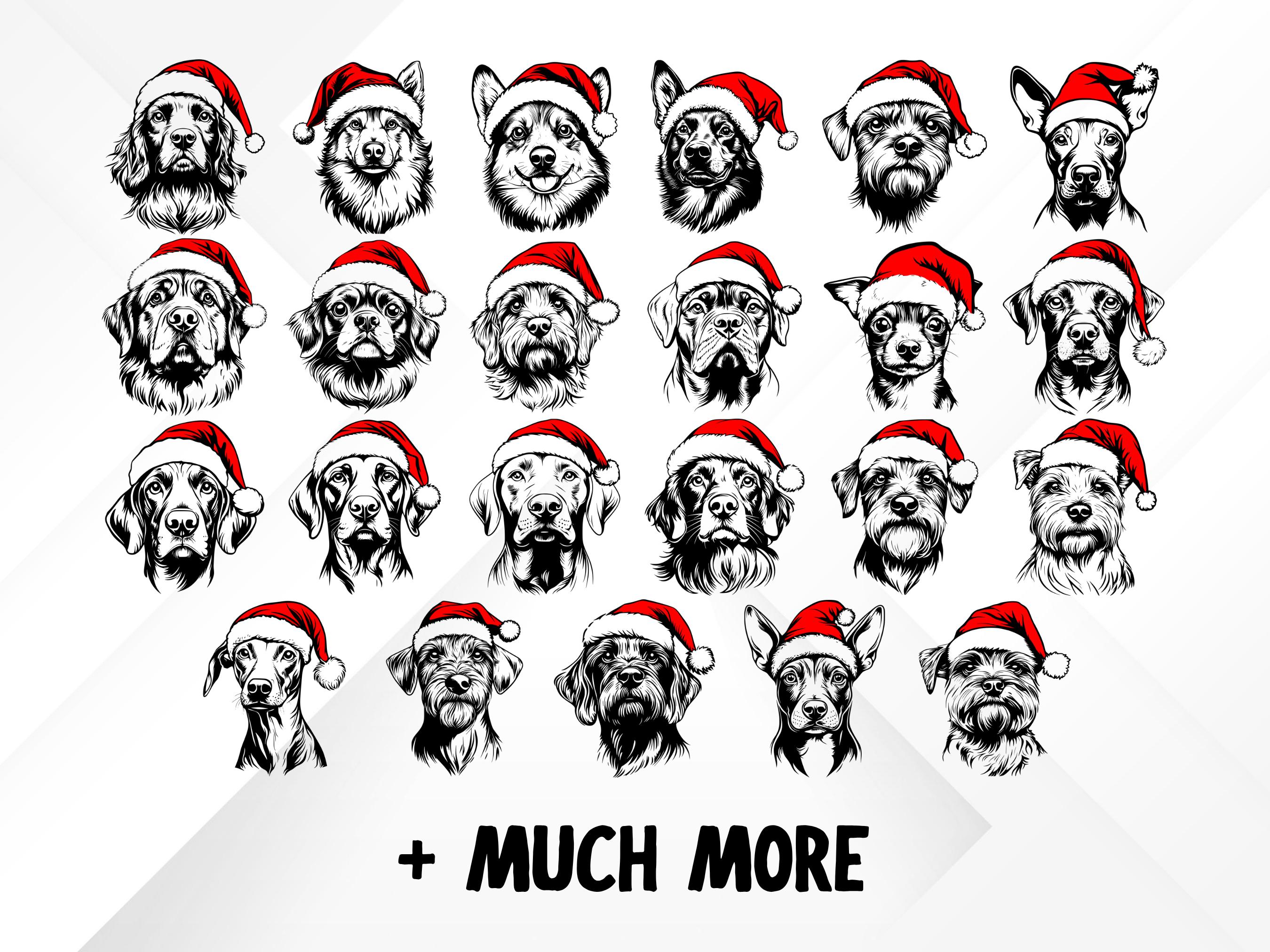 620 Christmas Dog SVG Bundle | Cute Dogs With Santa Hats | Holiday Pet ...