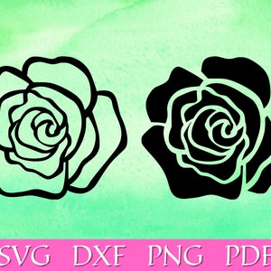 May include: Two black and white outline rose illustrations. The roses are facing the same direction and have a similar shape. The roses are on a green watercolour background.