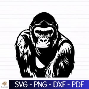Gorilla SVG, Gorilla PNG, Gorilla Head svg - digital download svg, png, dxf, pdf, Laser Engraving