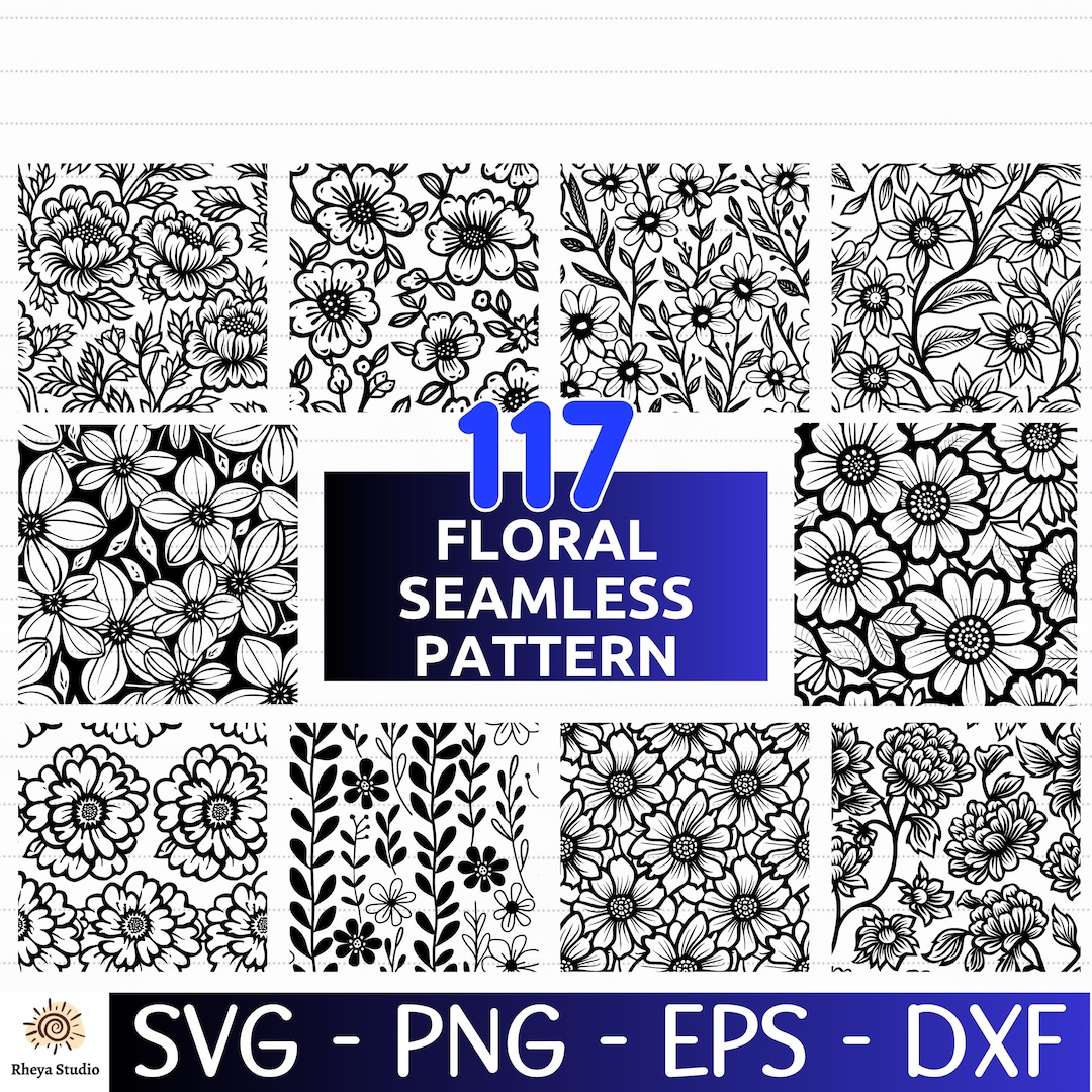 117 Flower Seamless Pattern SVG Bundle | Cut Files for Cricut and ...