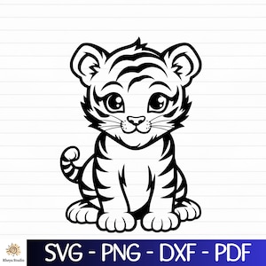 Cute Baby Tiger svg - digitaler Download svg, dxf, png, pdf, svg-Dateien für Cricut