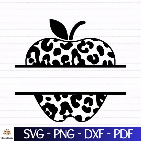 Apple Shape svg, Leopard Print Apple svg, Apple Silhouette svg, Fruit svg - digital download svg, dxf, png, pdf, Teacher svg, School svg