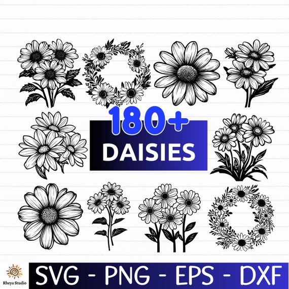 180+ Daisies SVG Bundle | Cute Daisy Flower Svg Png Eps Dxf