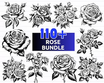 110+ Rose SVG Bundle, Clipart Blumen, Rose Vektor, Rose Silhouette, Blumen svg - digitaler Download svg, png, dxf, eps, svg Dateien für Cricut