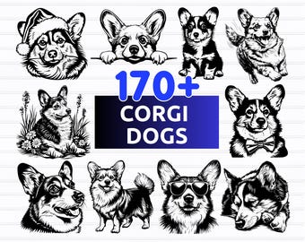 170+ Corgi-hundar SVG-paket | Corgi SVG, hundrasdesigner för Cricut (svg png eps dxf)