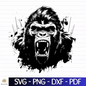 Gorilla svg, Gorilla Head svg, Gorilla clipart, Gorilla png - digital download svg, dxf, png, pdf, svg files for cricut