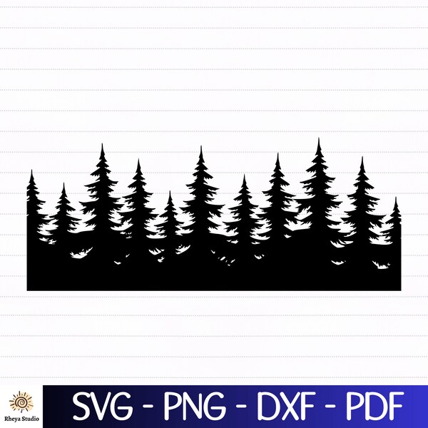 Treeline svg, Forest Line svg, Trees svg, Forest svg - digital download svg, dxf, png, pdf, Forest png, Nature svg