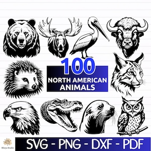 100 North American Animals Bundle svg - digital download svg, dxf, png, pdf, svg files for cricut, Laser Engraving, Sublimation