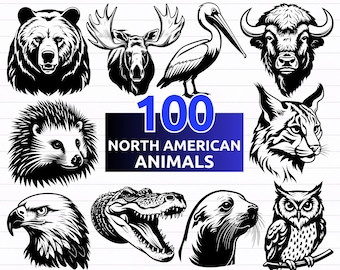 100 North American Animals Bundle svg - digital download svg, dxf, png, pdf, svg files for cricut, Laser Engraving, Sublimation