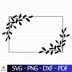 Leaves Frame svg, Floral Frame svg, Rectangle Frame svg - digital download svg, dxf, png, pdf