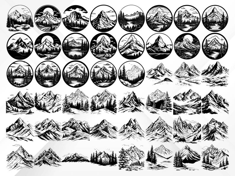 124 Mountain SVG Bundle | Nature Landscape Cut Files, Mountain ...
